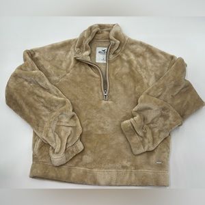HOLLISTER Half-Zip Fuzzy Fleece Mock Neck Sweatshirt .. Super Soft ..size Small